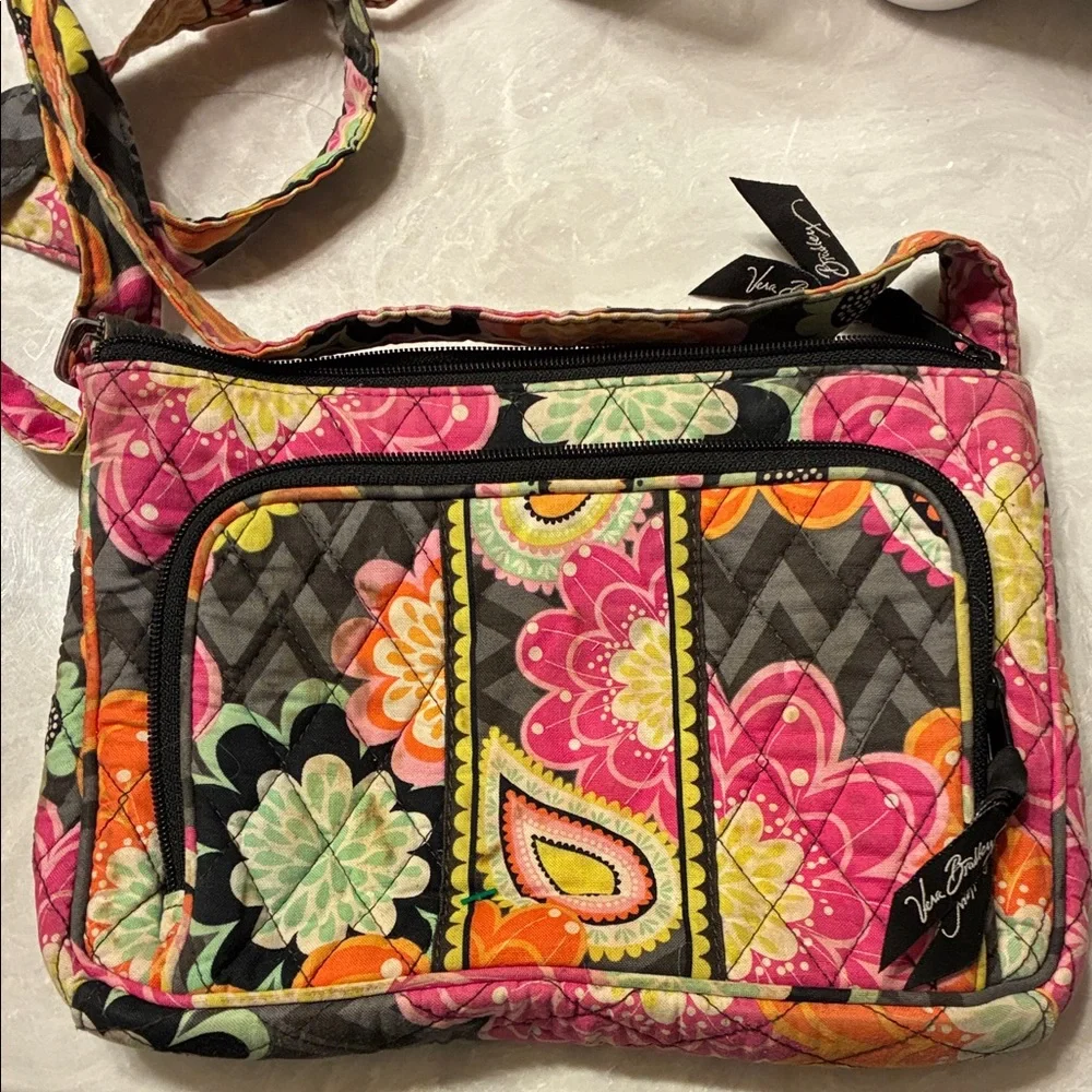 Vera Bradley Floral Crossbody‎ Bag in Pink and Green